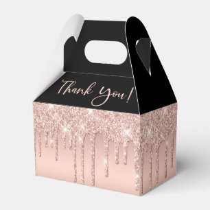 Baby Shower Rose Gold Glitter Thank You Favor Box