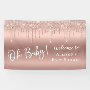 Baby Shower Rose Gold Glitter Welcome Banner