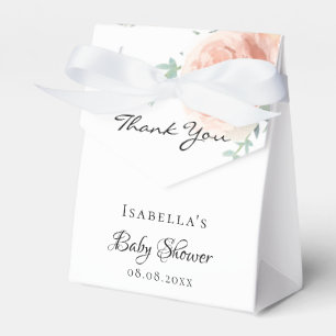 Baby shower rose gold pink floral girl thank you favor box