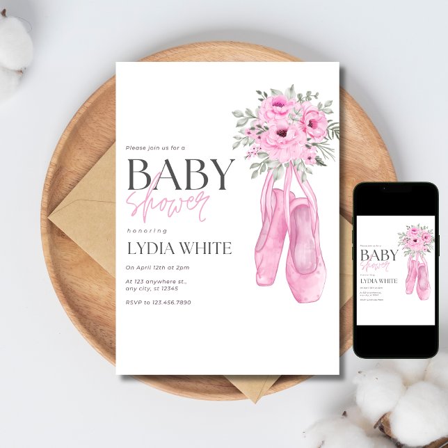 Baby shower rose invitation Baby shower minimalist (Créateur téléchargé)
