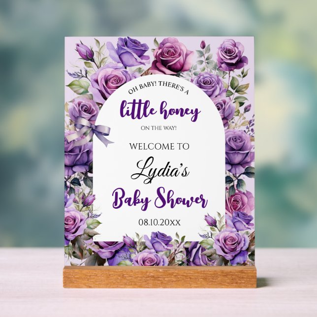 Baby shower Rose Little Honey Purple Bienvenue (Neutre)