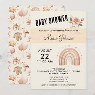 Baby shower Rose mignon - Rainbow Invitation