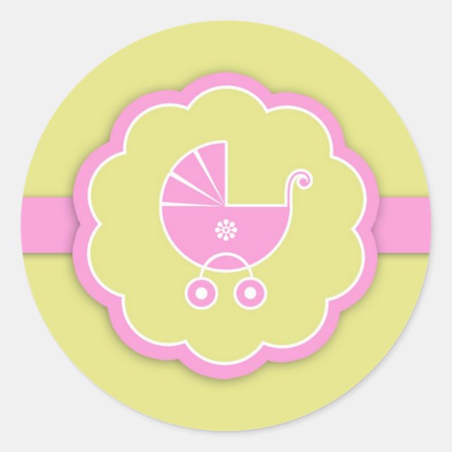 Baby shower rose Nouveau Bébé Sticker fille (Devant)