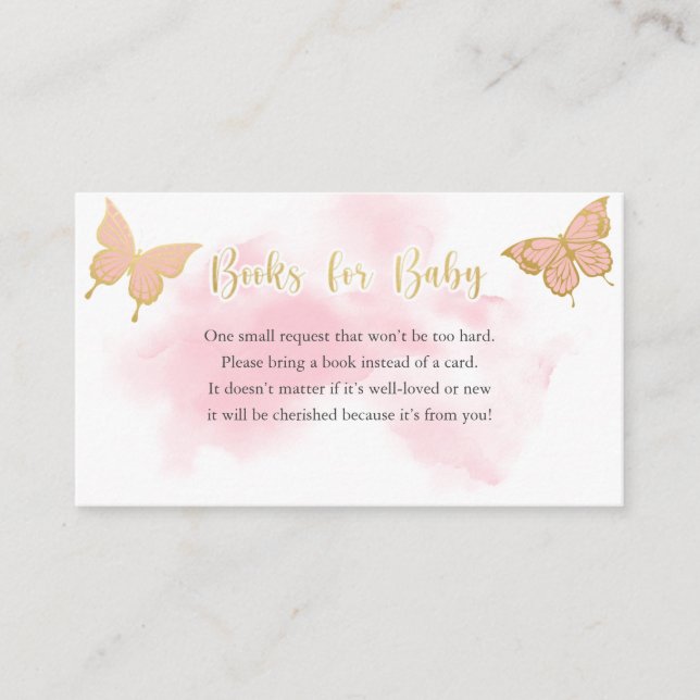 Baby shower rose papillon Invitation Demande de li (Devant)