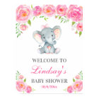 Baby shower rose Peony Elephant fille Affiche de b