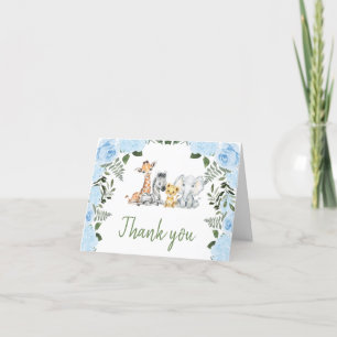 Baby shower Rose Safari Carte de remerciements Boy