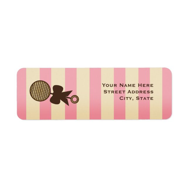 Baby shower rose vintage Rattle & Stripes (Devant)