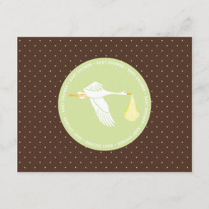 Baby Shower RSVP Card - Green and Brown Dots