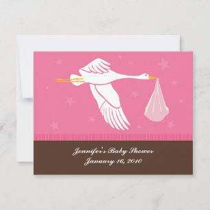 Baby Shower RSVP Card - Pink and Brown
