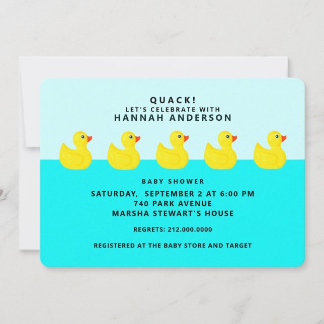 Baby Shower Rubber Duck Invitation (Front)