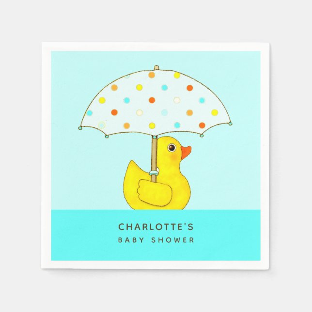 Baby Shower Rubber Duck with Umbrella Napkin (Front)