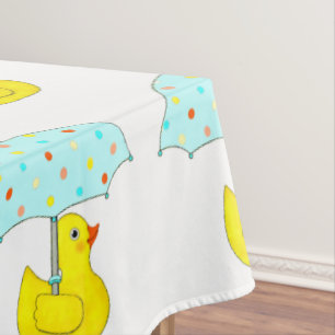 Baby Shower Rubber Duck With Umbrella Tablecloth