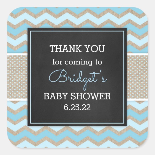 Baby shower Rustic Blue Boy faveur autocollant 365 (Devant)