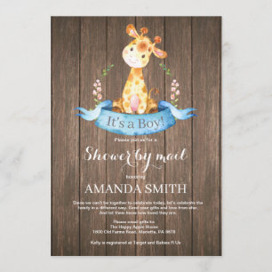 Baby shower Rustic Boy Giraffe par mail Invitation