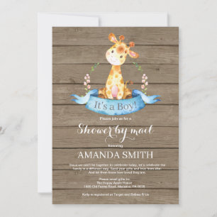 Baby shower Rustic Boy Giraffe par mail Invitation