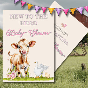 Baby Shower Rustic New to the Herd Cute Invitation