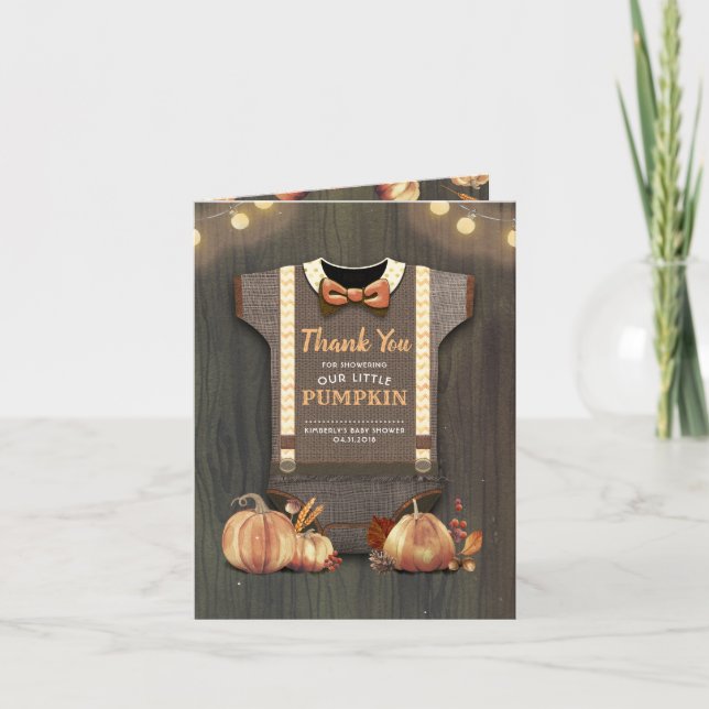 Baby shower Rustique Automne Citrouille Merci (Devant)