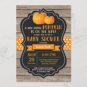 Baby shower Rustique Citrouille Invitation Card Bo