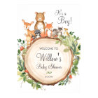 Baby shower Rustique des animaux de bois Affiche d