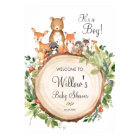 Baby shower Rustique des animaux de bois Affiche d