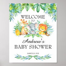 Baby shower Safari Affiche de bienvenue, Animaux S