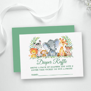 Baby Shower Safari Animals Diaper Raffle Ticket Enclosure Card