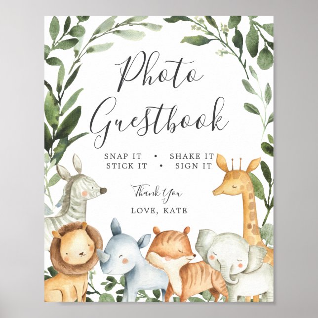 Baby shower Safari Animaux Photo Livre d'or (Devant)