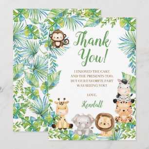 Baby shower Safari Carte de remerciements
