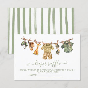 Baby shower Safari Clothesline Déchets Cartes Raff