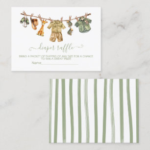 Baby shower Safari Clothesline Déchets Cartes Raff