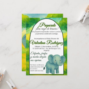 Baby Shower Safari Editable Kawaii Elephant Invitation