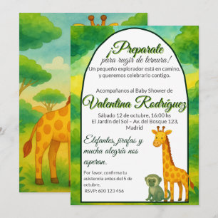 Baby Shower Safari Editable Monkey Giraffe Invitation