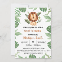 Baby shower safari garçon invitation