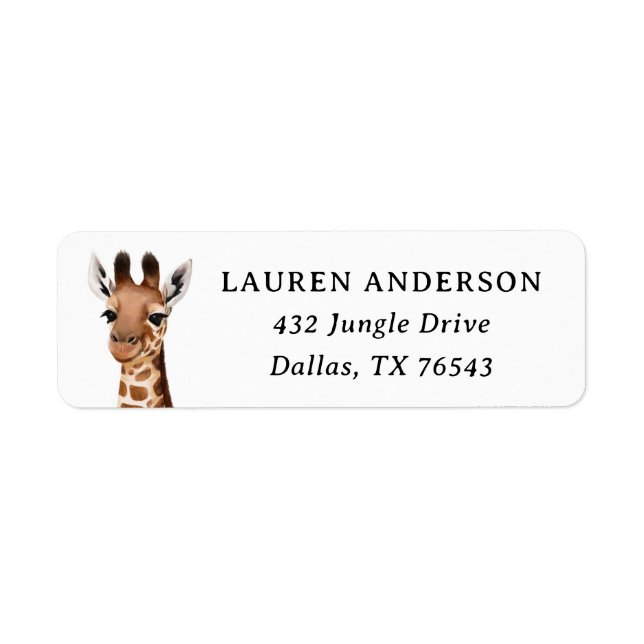 Baby shower Safari Giraffe Adresse de retour Label (Devant)