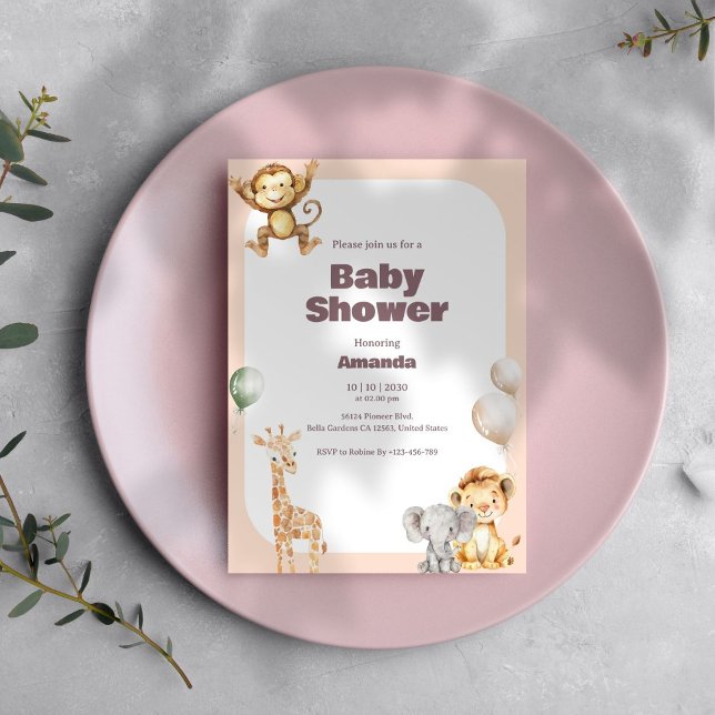 Baby shower Safari Jungle Invitation (Créateur téléchargé)