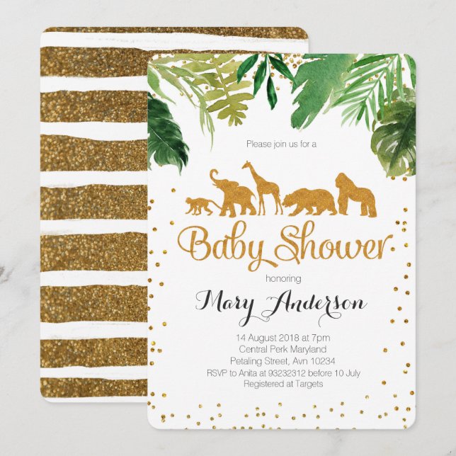 Baby shower Safari Jungle Invitation (Devant / Derrière)