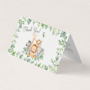 Baby shower Safari mignon Foldable Merci Cartes