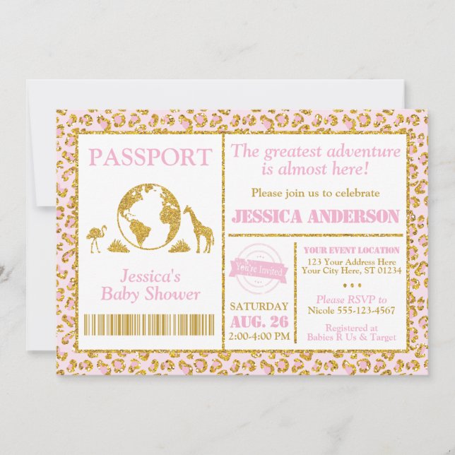 Baby shower Safari Passport Invitation (Devant)