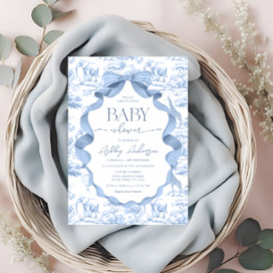 Baby shower Safari Toile Bleu Invitation