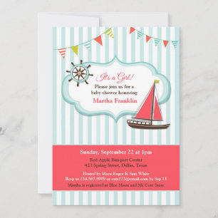 Baby Shower Sailing Boat Boy Invitation