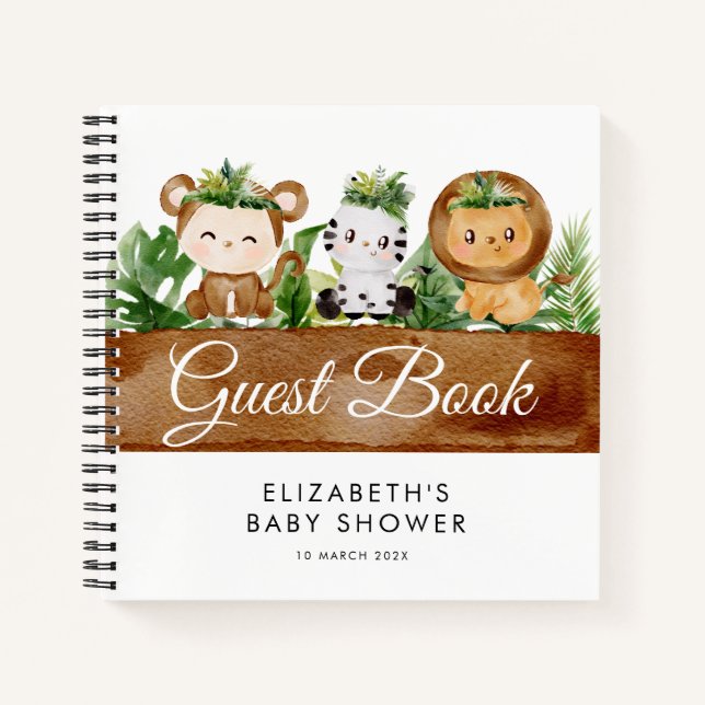 baby shower sauvage safari jungle livre d'or (Devant)