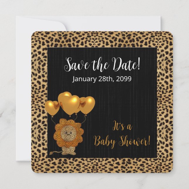 Baby Shower Save the Date Cheetah Print (Front)