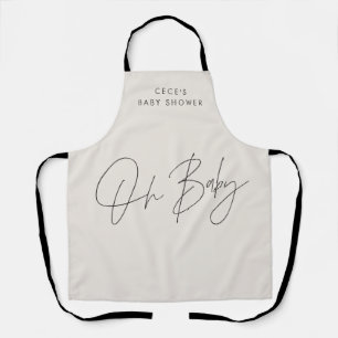 Baby shower script modern black and cream elegant apron