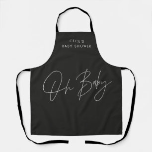 Baby shower script modern black and white elegant apron