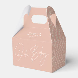 Baby shower script modern blush pink geometric favor box
