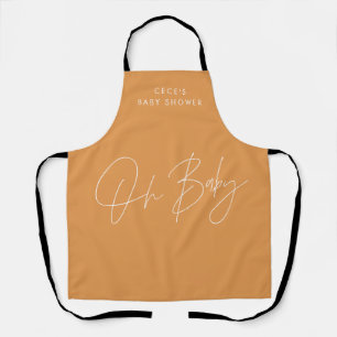 Baby shower script modern bold orange elegant apron