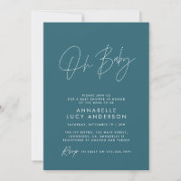 Baby shower script modern elegant teal blue