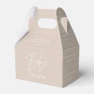 Baby shower script modern natural beige geometric favor box