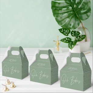 Baby shower script modern sage green geometric favor box