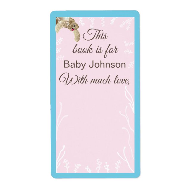 Baby shower "Sea Turtle Pink" Feuille de plaque de (Devant)